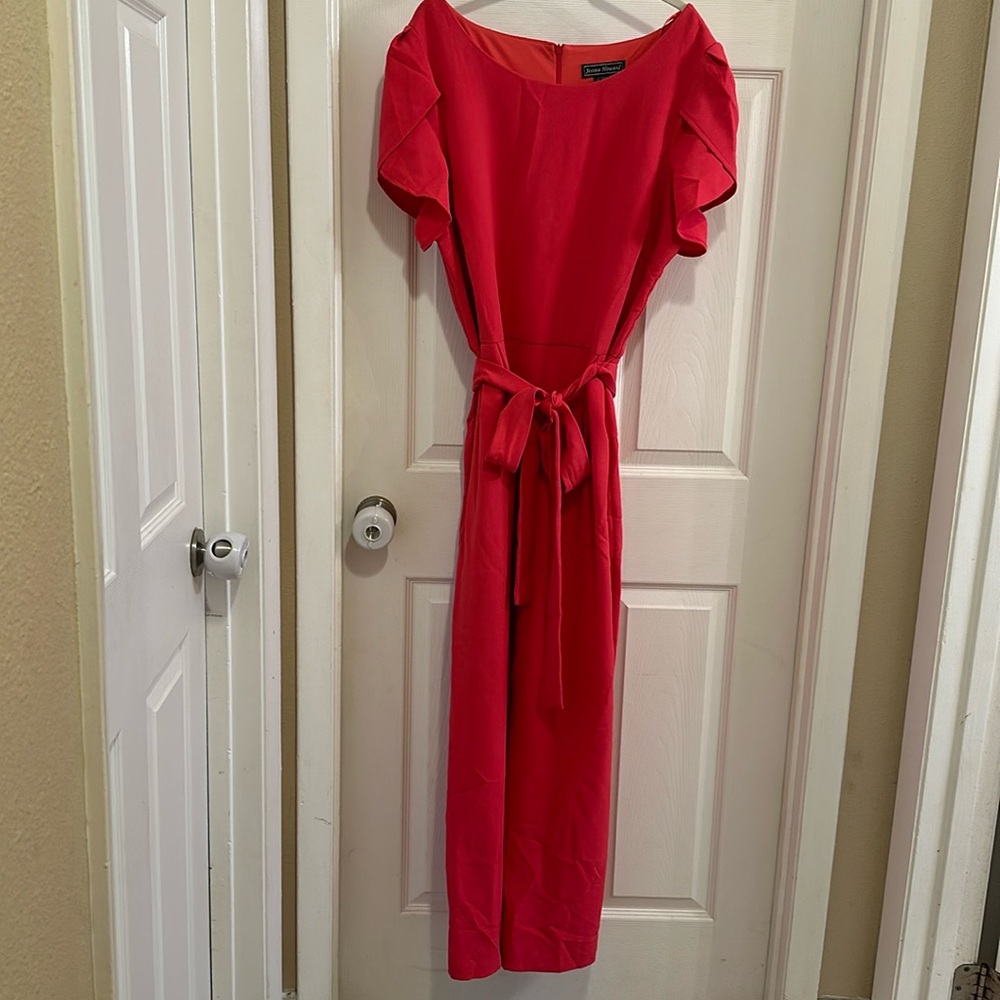 Jessica Howard Fuchsia Short-Sleeve Belted Jumpsuit